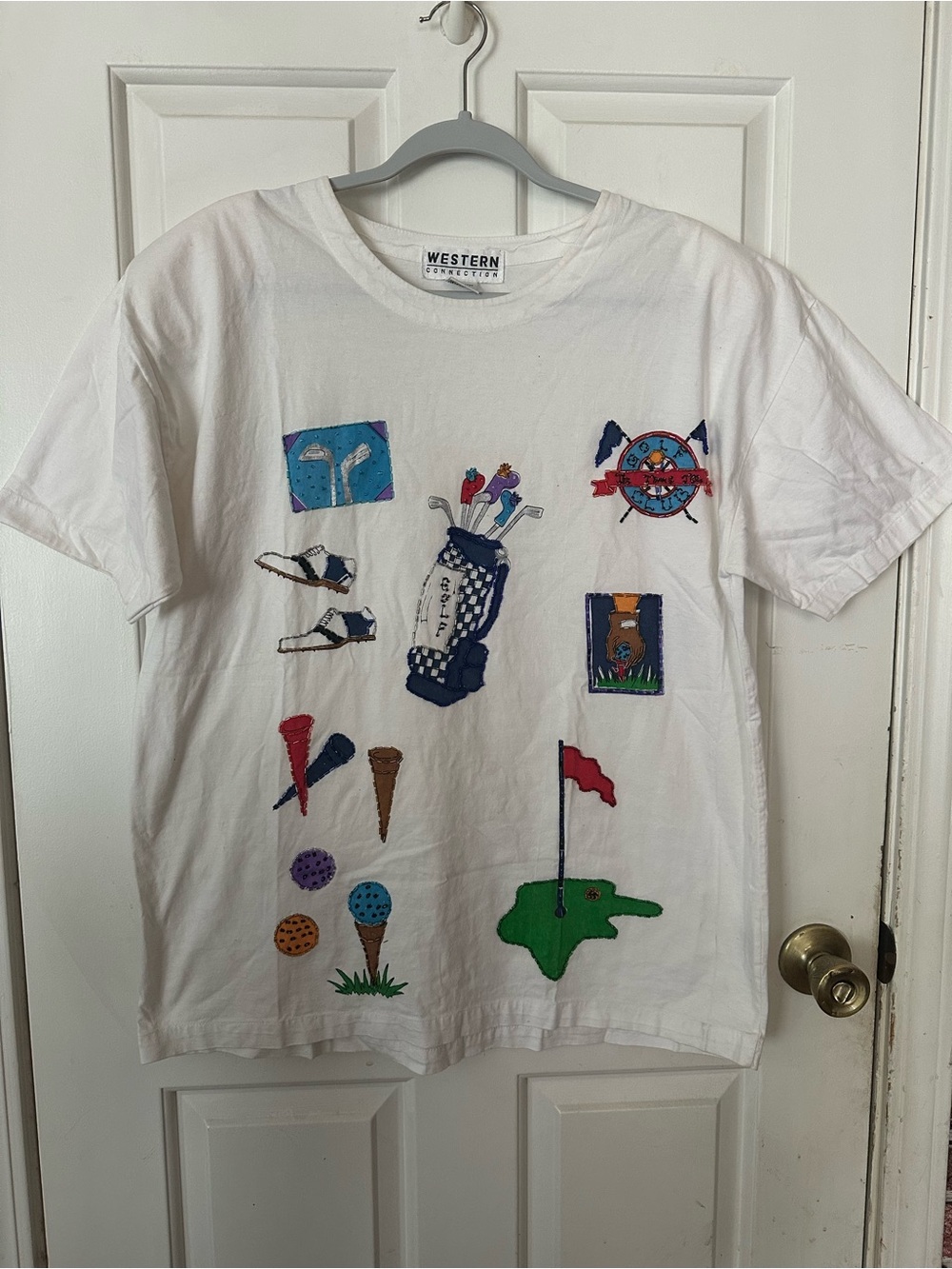 Women's Vintage beaded embellished golf themed oversized t-shirt